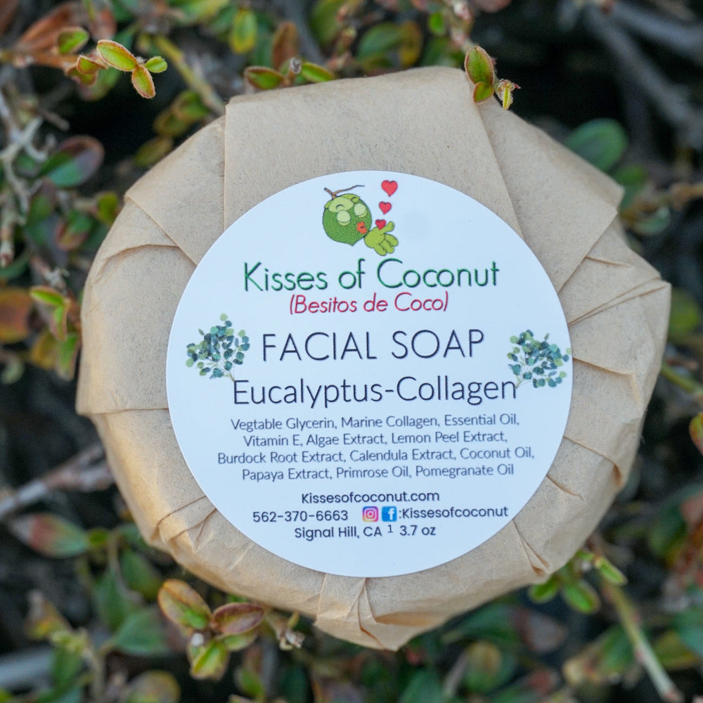 Eucalyptus Collagen Facial Soap - Kisses of Coconut