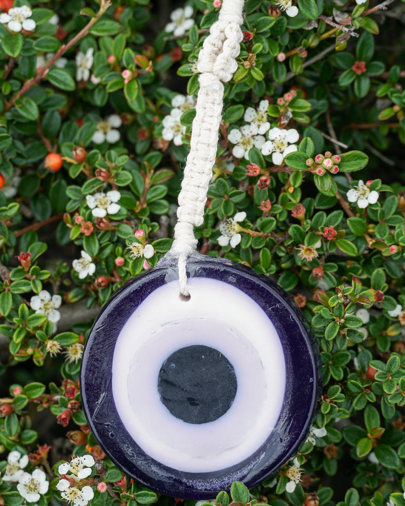 Evil Eye Handcrafted Soap with Macrame soap hanger | Mal de Ojo | Malfortune Repellent - Kisses of Coconut