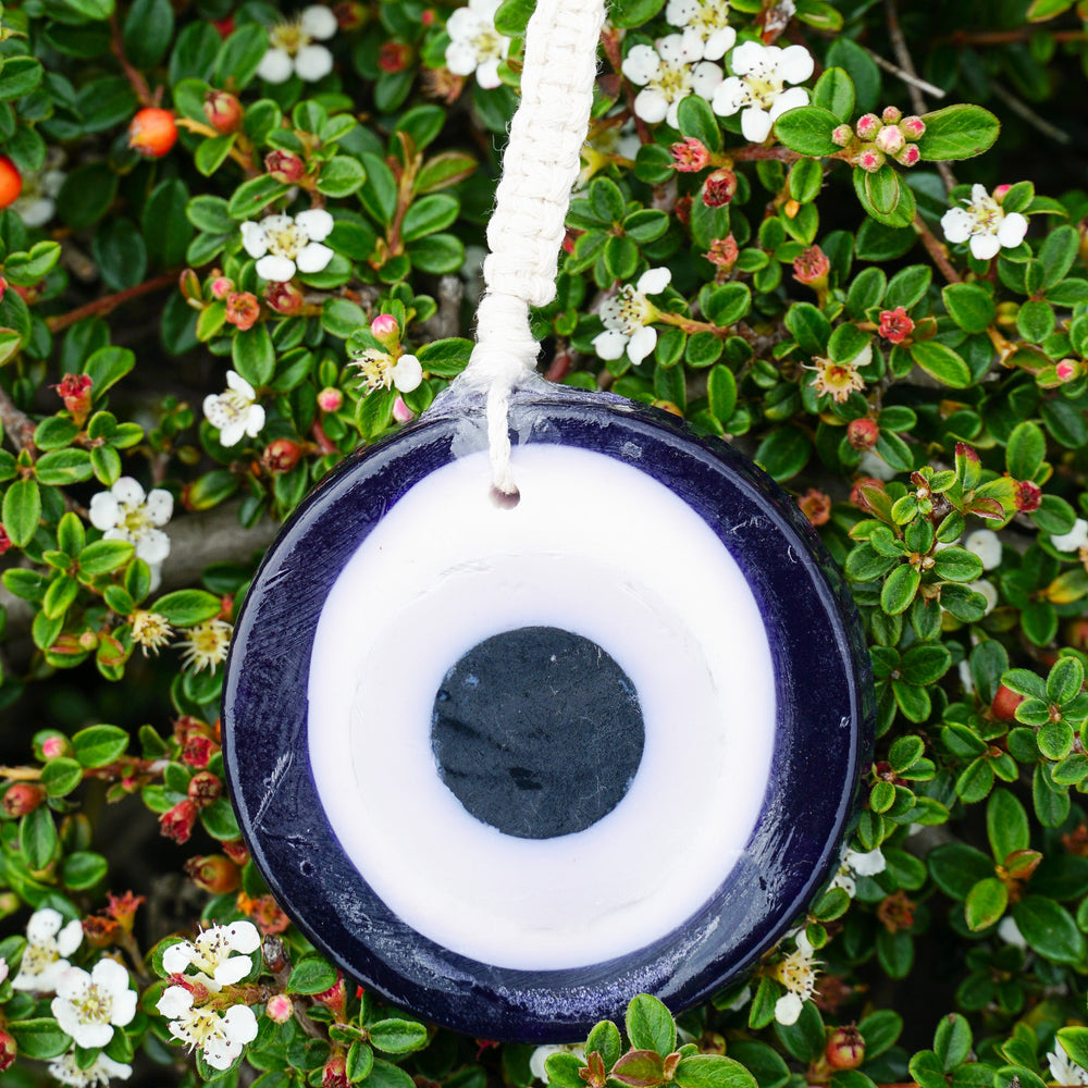 Evil Eye Handcrafted Soap with Macrame soap hanger | Mal de Ojo | Malfortune Repellent - Kisses of Coconut