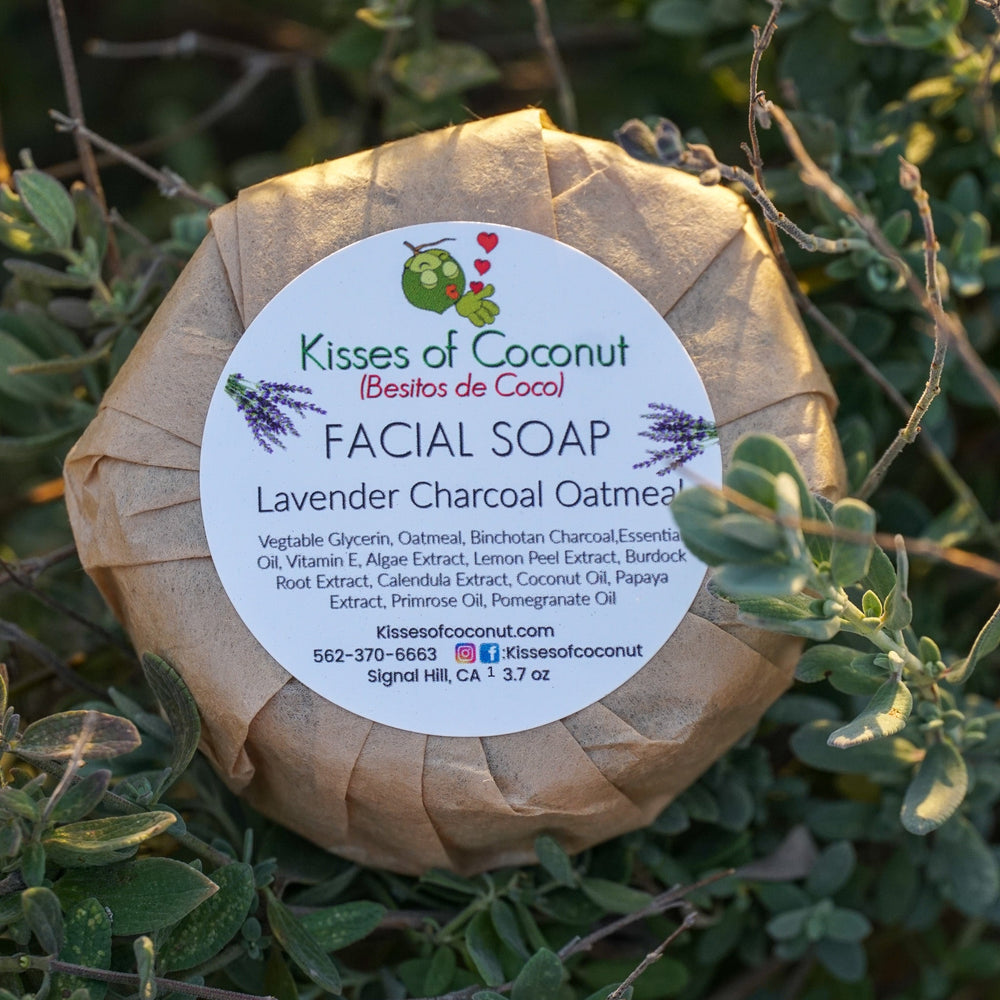 Lavender Charcoal Oatmeal Facial Soap - Kisses of Coconut
