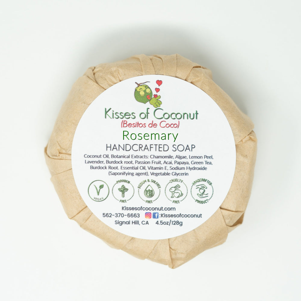 Rosemary Soap wrapped in biodegradable paper - Kisses of Coconut