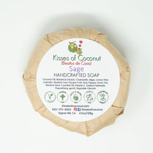 Sage Soap wrapped in biodegradable paper - Kisses of Coconut
